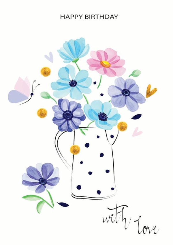 Anemones Bouquet Birthday Card created by SABIVO Design by Sabina