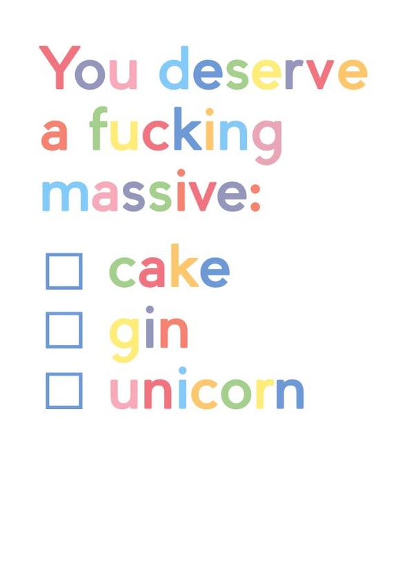 You deserve a massive tickbox card created by JosieOnTheRun