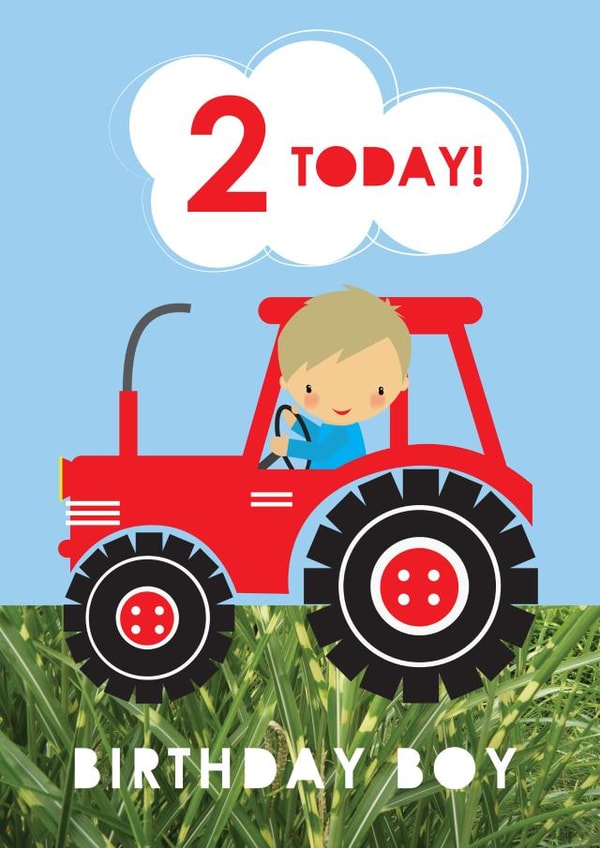 Red tractor 2nd birthday card created by Bells Scambler
