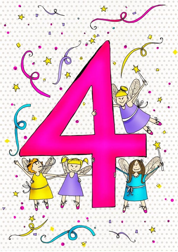 Cute 4th Birthday Card - Fairies - For Her created by Ryland Studios