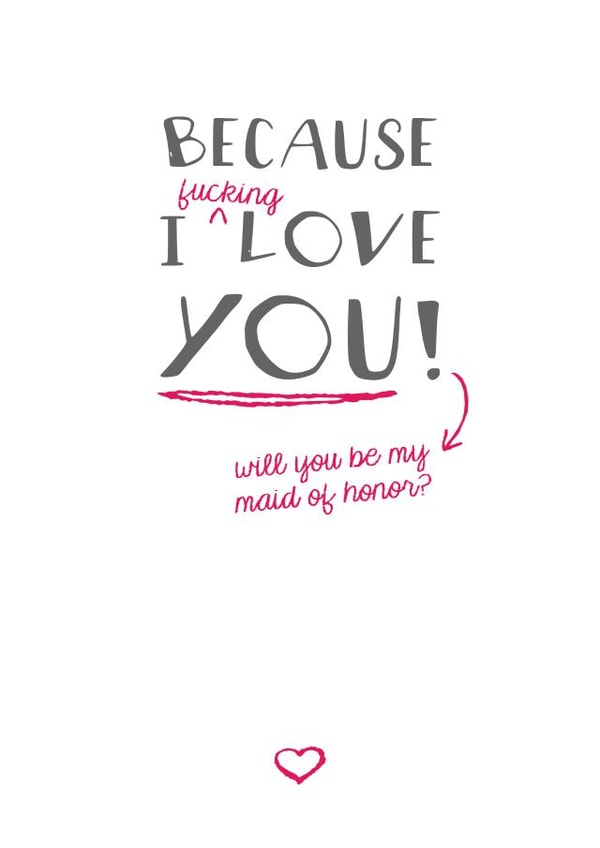 Rude - pink and grey Maid of honor card created by Prairie Chick Prints