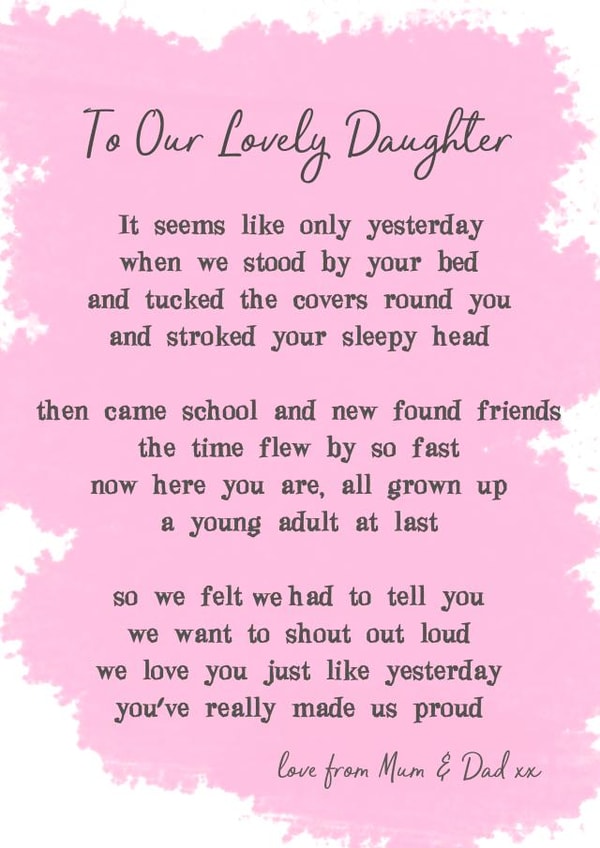 A sentimental message to our daughter created by Giddy Kipper