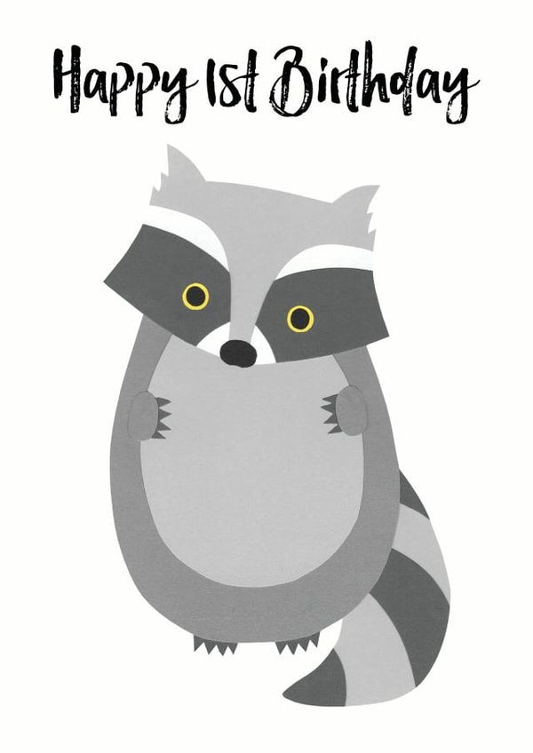 first raccoon Birthday Card 32950 created by Chameleon and Co