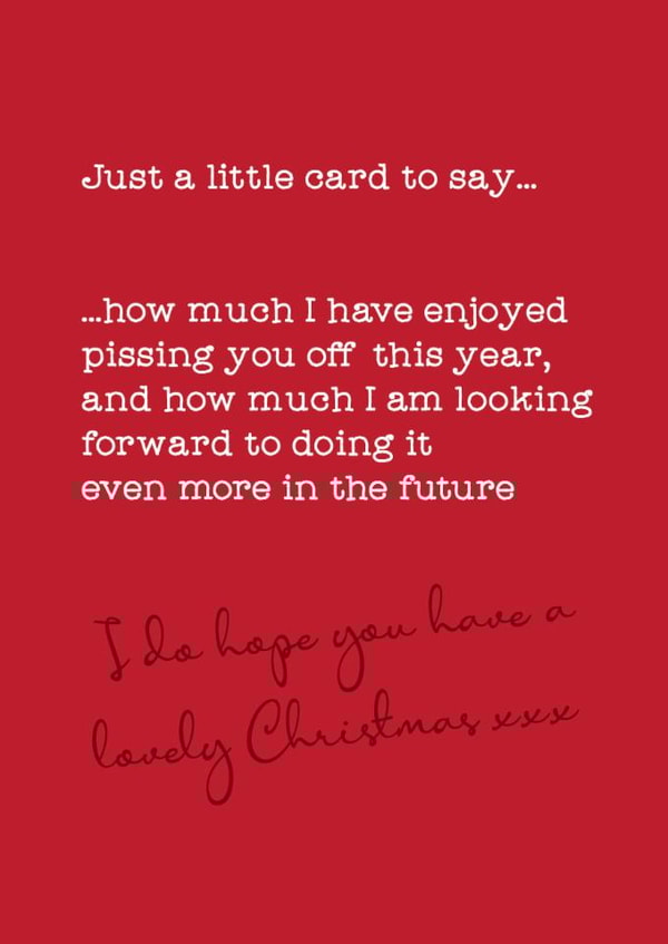 Funny Christmas card for friends or family - enjoyed pissing you off created by Silly Prints
