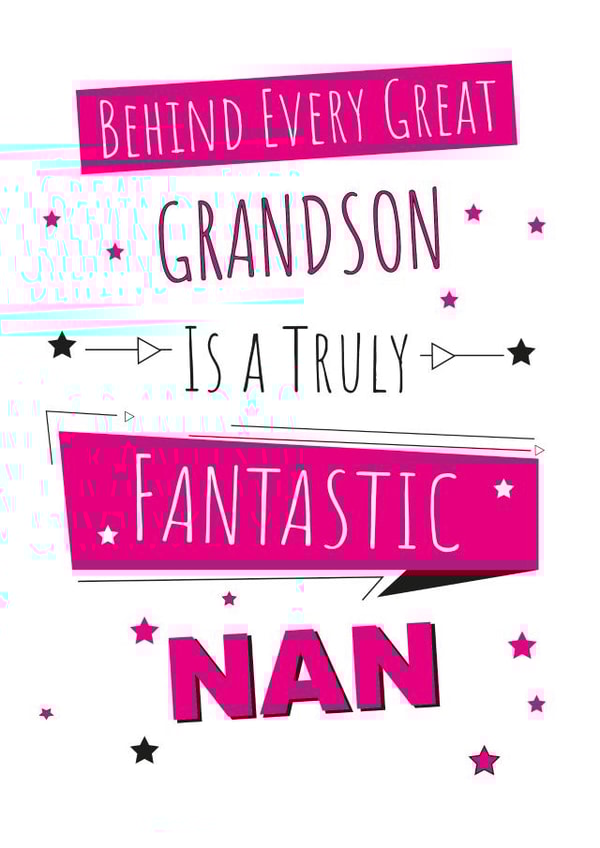 Celebrate your Nan with this heartfelt card. Perfect from her grandson created by Yeti Design
