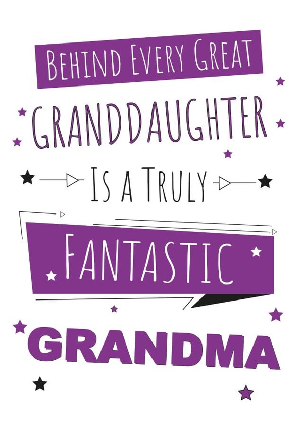 Celebrate your Grandma with this heartfelt card. Perfect from her granddaughter created by Yeti Design