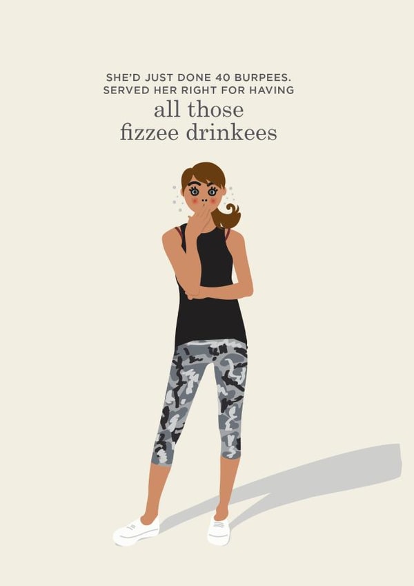 Burpees birthday card for fitness addict created by Tess Cards