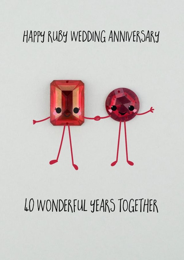 Cute Ruby Wedding Anniversary Card - 40 Years - 40 Wonderful Years Together created by Yippea
