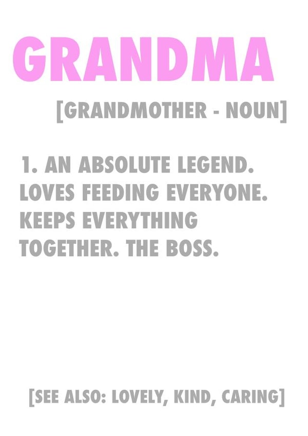 Funny Birthday Card - For Grandma - Noun created by Silly Sentiments