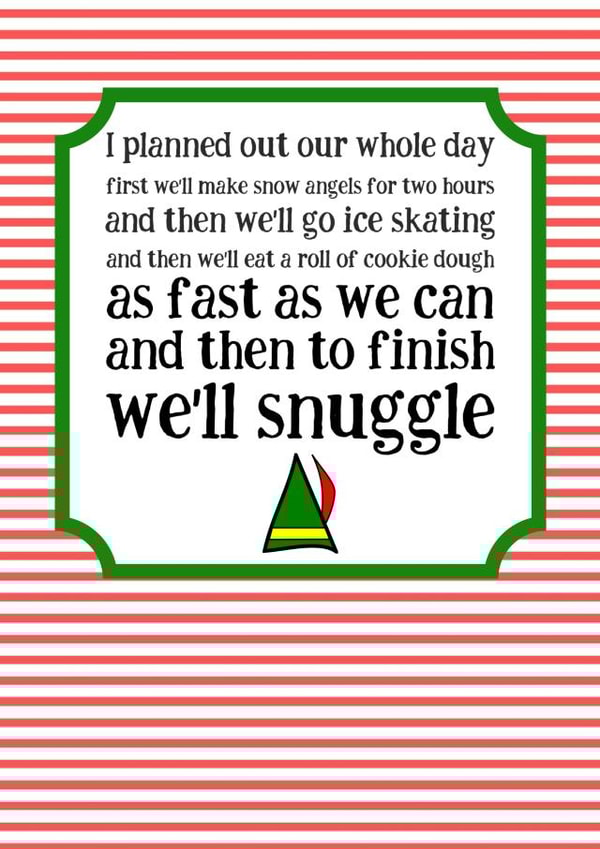 Cute - Buddy the Elf - Elf - Girlfriend - Boyfriend - Christmas Day Plan - Christmas List - Cute - Fun - Christmas Card created by Rootie Tootie Designs