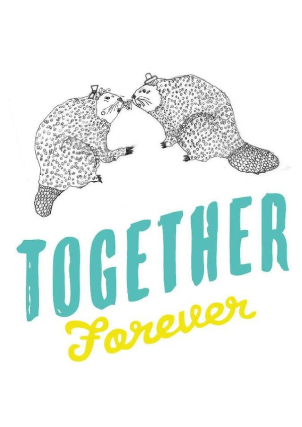 Cute Romantic Otter Together Forever Card – Anniversary or Love Card created by Peculiar Print Shop by Hannaeyetattoo 