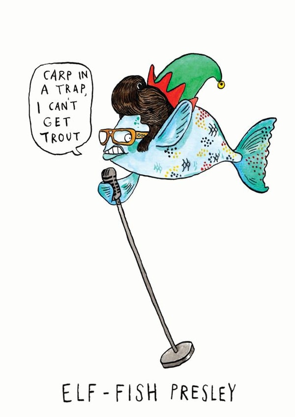 elf fish Christmas Card 5520 created by Jelly Armchair