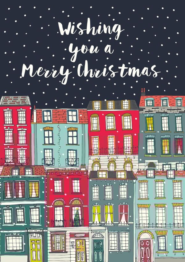 illustration houses Christmas Card 1689 created by Jessica Hogarth