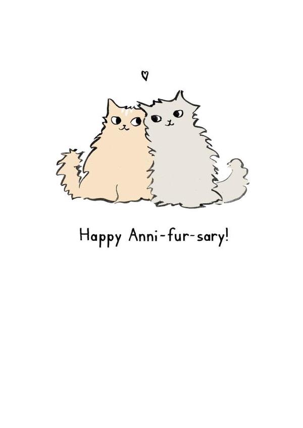 Cute Cat Pun Anniversary Card - Cats - Happy Annifursary created by Reigning Cats . . . and dogs