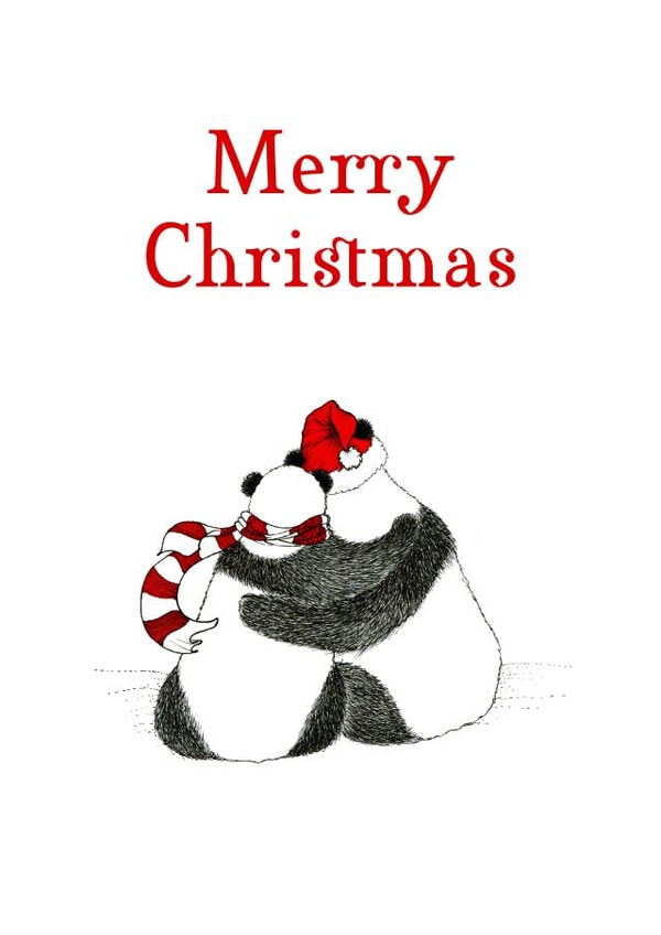 panda pandas Christmas Card 1264 created by Karen Vaughan