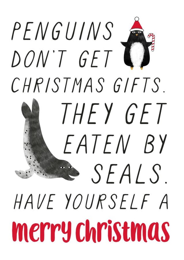 funny penguin Christmas Card 7581 created by Chelsey Adams