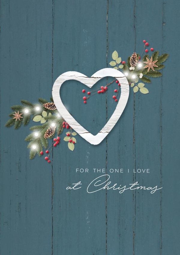 Modern - Trendy - Heart Wreath - For The One I Love At Christmas - Foliage - Christmas Card created by Lucy Ledger