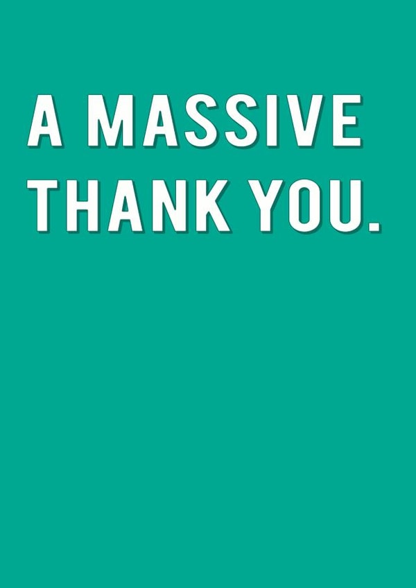 MASSIVE BIG Thank You Card 6577 created by Redback Cards