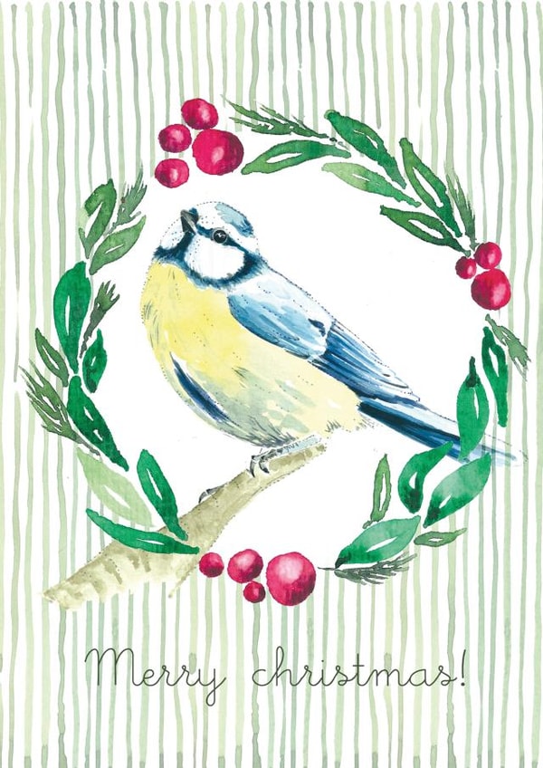 watercolor birds Christmas Card 1998 created by Silvia Betancourt
