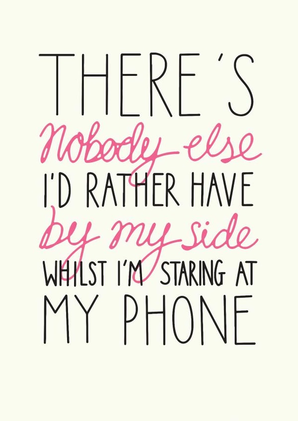 Funny Typography Anniversary Card / Valentines Day Card - There's Nobody Else I'd Rather Have By My Side created by Oops a doodle