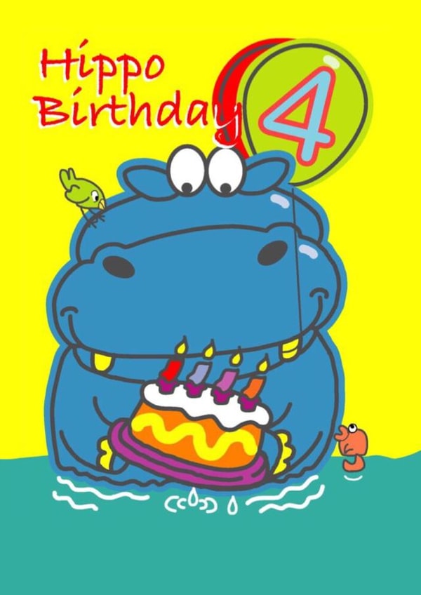 Hippo Four Birthday Card 12106 created by Michael Walsh