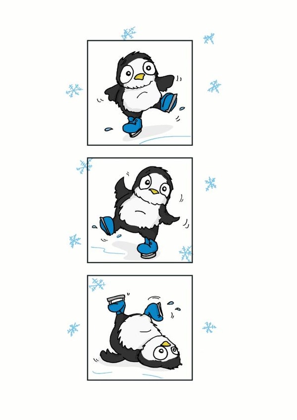 Penguin Ice-skating Card  created by Kat Willott