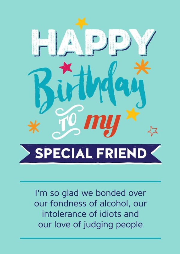 Cheeky Birthday Card - Special Friend - Judging People - Typography created by Silly Prints
