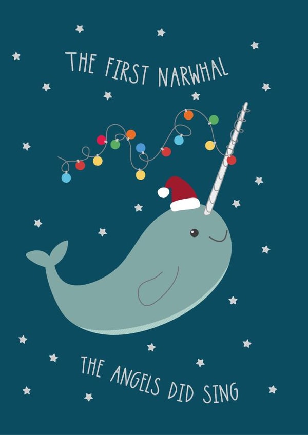 narwhal xmas Christmas Card 3843 created by Wink Design - Michelle Roberts