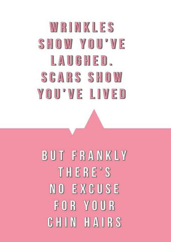 Facial Hair Birthday Card - Funny and Cheeky - Theres No Excuse For Your Chin Hairs created by Tess Cards