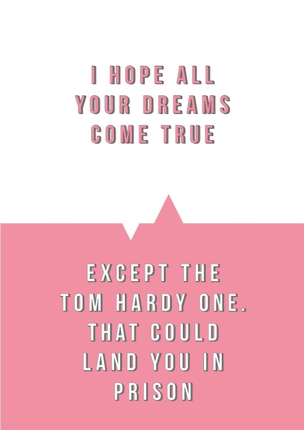 Funny Tom Hardy birthday card created by Tess Cards