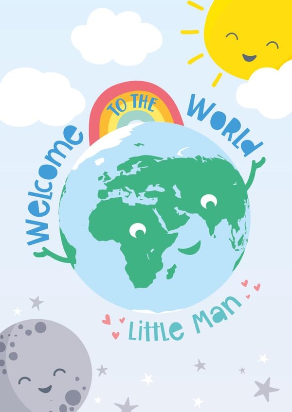New Baby Boy Congratulations Card - Welcome to the World created by Macie Dot Doodles
