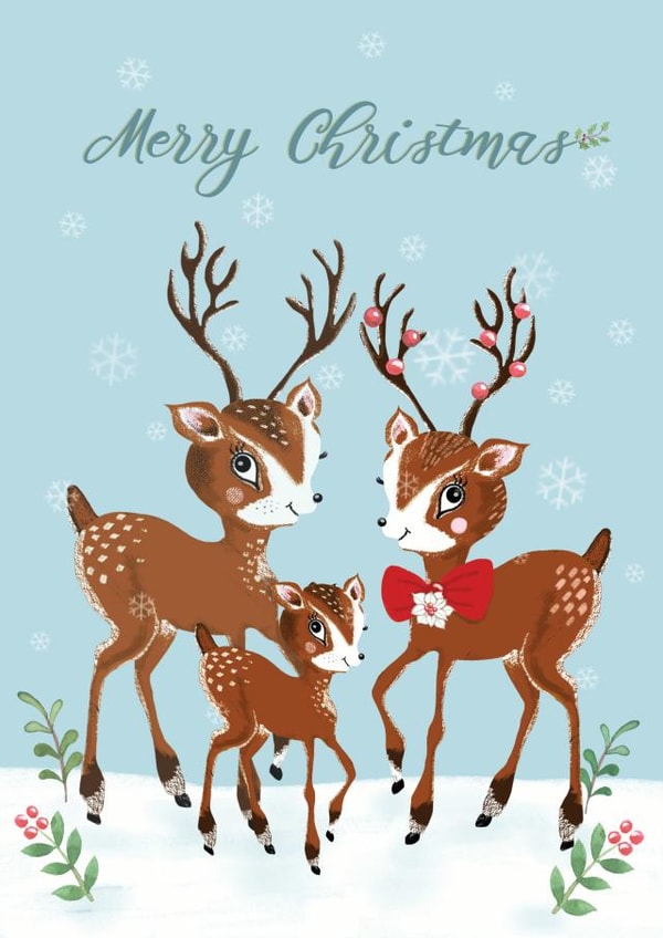 vintage deer Christmas Card 12015 created by Michelle Grace