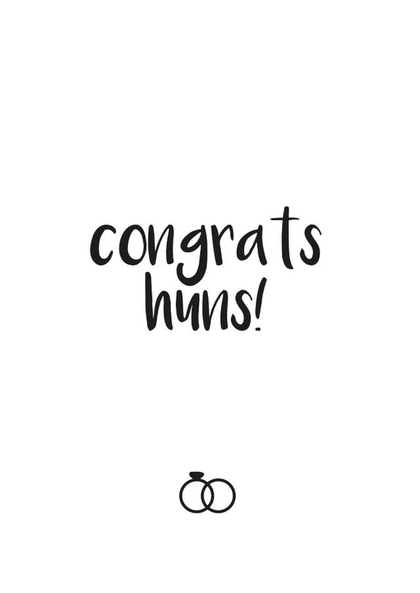 Congrats huns! - typography wedding and engagement card created by ink&toast creative