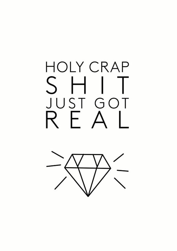 Rude wedding card - Sh*t got real created by Little Print Paper Co