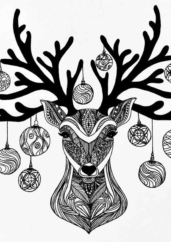 deer blackandwhite Christmas Card 12538 created by Sophie Elizabeth