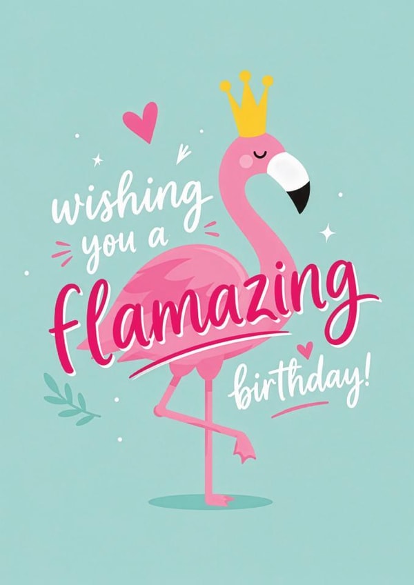 Cute Flamingo Lover Birthday Card - For Friend - For Her - Funny Pun created by Tiger Feet Creations