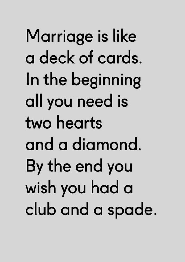 Marriage is like a deck of cards funny wedding card created by Twin Pines Creative