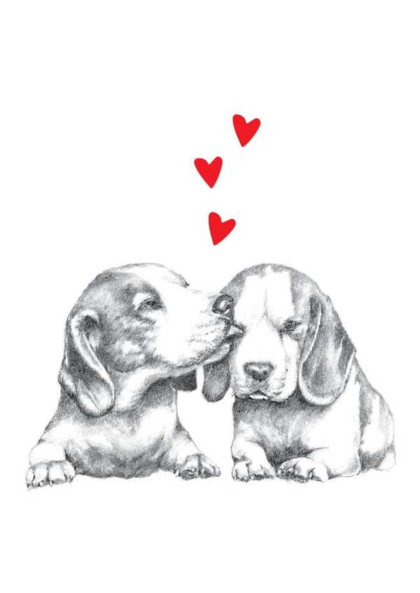 Cute Puppy Love Anniversary Card / Valentines Day Card created by Dotty Dog Art