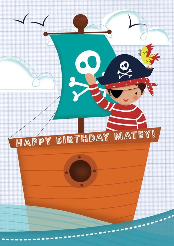 Cute Birthday Card - Pirate - Matey! created by Bells Scambler