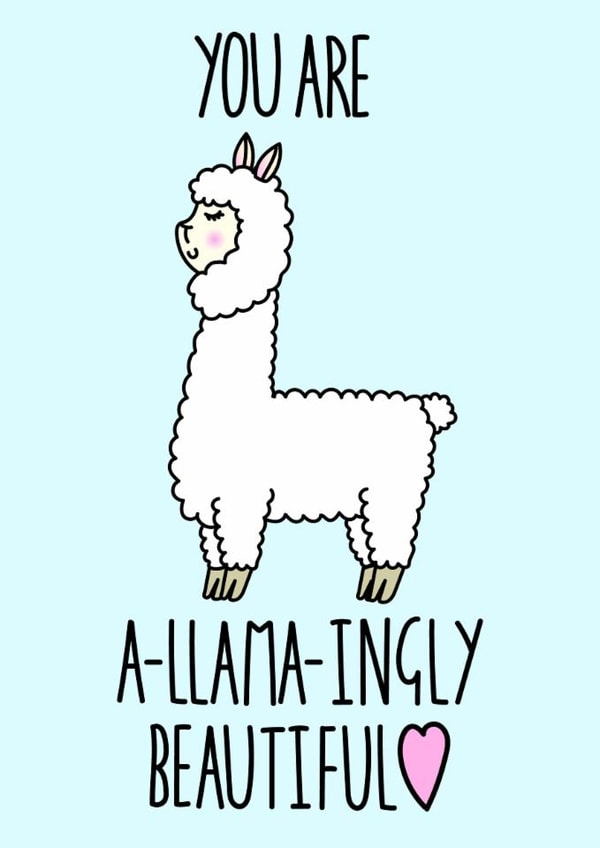 llama beautiful Valentines Day Card 6748 created by Everdoodle