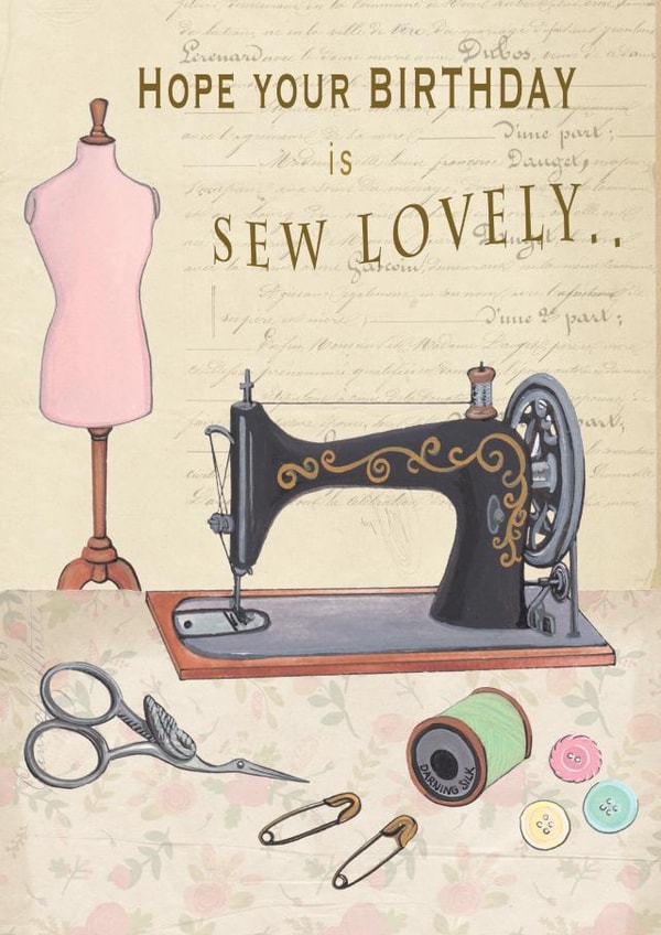 sewing vintage Birthday Card 12016 created by Michelle Grace