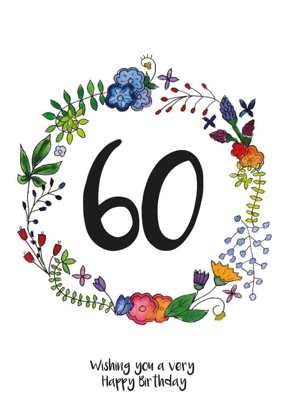 Classic 60th Birthday Card - Flowers - For Her created by Ivorymint cards