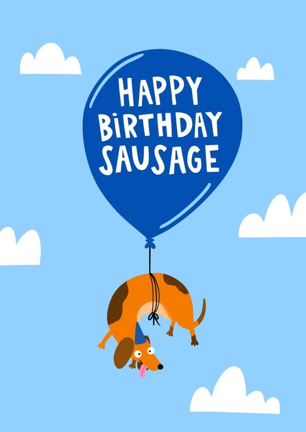 Cute Birthday Card - Sausage Dog - Balloon created by Lucy Maggie Designs