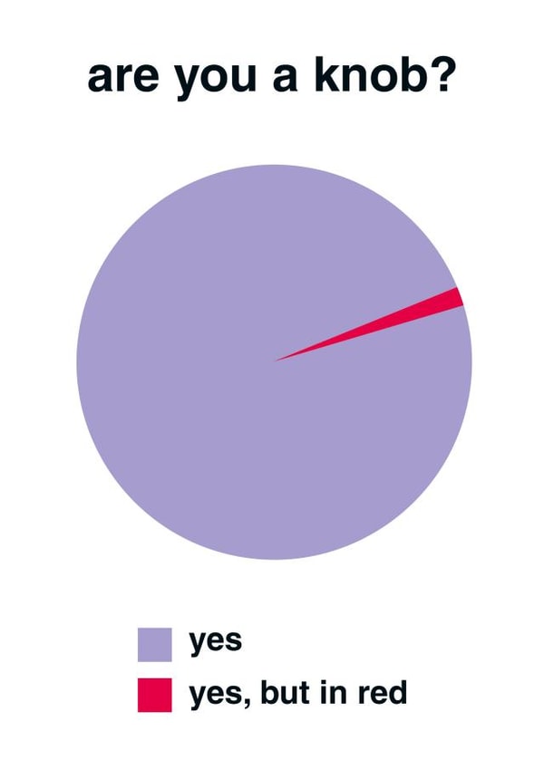 Cheeky Birthday Card - Rude - Knob - Pie Chart - Graph created by Dean Morris Cards
