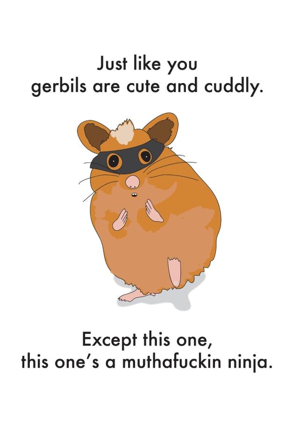 Rude Valentines Day Card - Gerbils - Just Like You Gerbils Are Cute And Cuddly created by OBJECTABLES