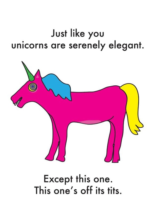 unicorn drunk Birthday Card 12791 created by OBJECTABLES
