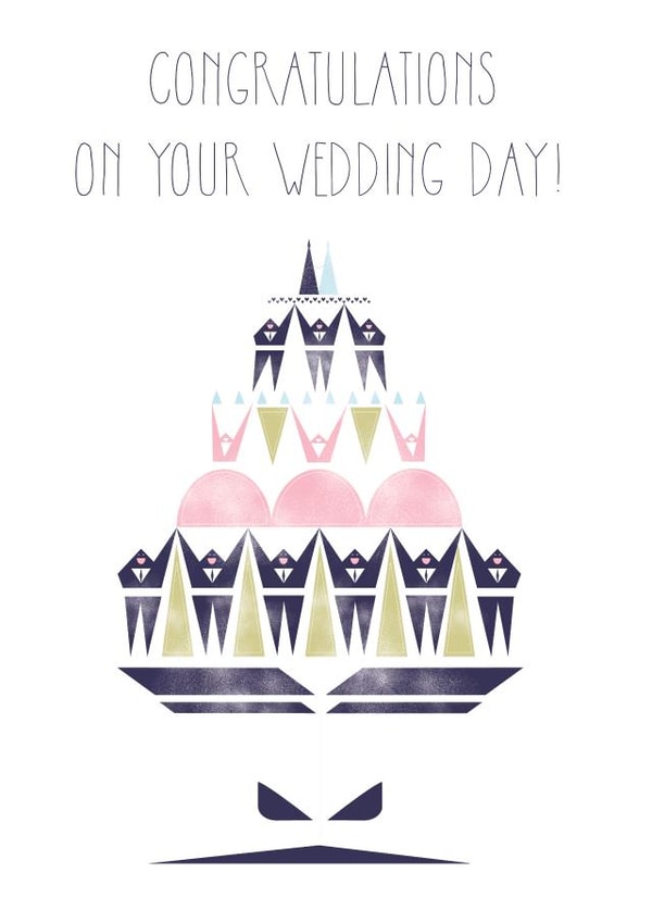 Congratulations on your wedding day -  modern illustration card created by Allison Gray