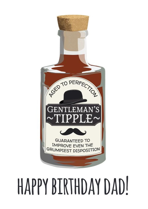 Hand Illustrated Gentleman's Tipple Birthday Card for Dad created by whimsical AF