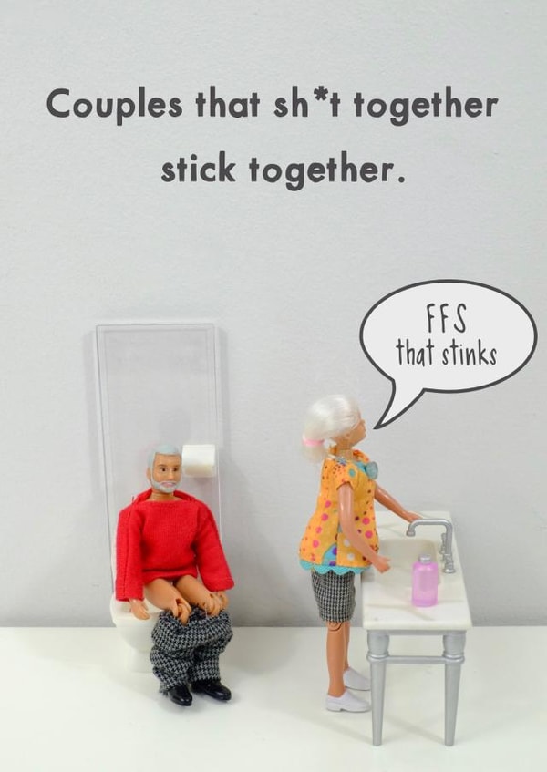 Rude Toilet Humour Anniversary Card / Valentines Day Card - Couples That Shit Together Stick Together - FFS That Stinks created by Bold & Bright Cards