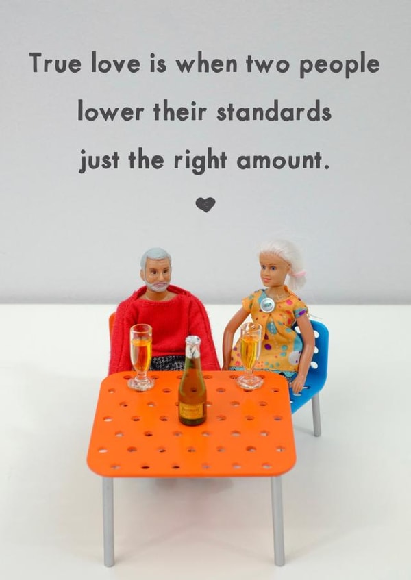 Funny Valentines Day Card / Anniversary Card - Prosecco - True Love Is When Two People Lower Their Standards created by Bold & Bright Cards